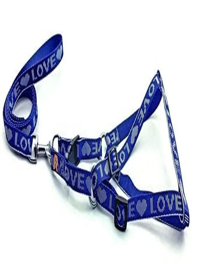 Pups&Pets 15 MM Nylon Love Printed Leash with Harness 0.5 Inch Adjustable Nylon Harness Set Suitable for Training/Walking Small Breed Dog and Puppies (Blue) - Image 4